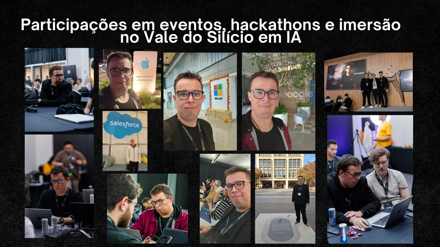 Participações em eventos, hackathons e imersão no Vale do Silício em IA